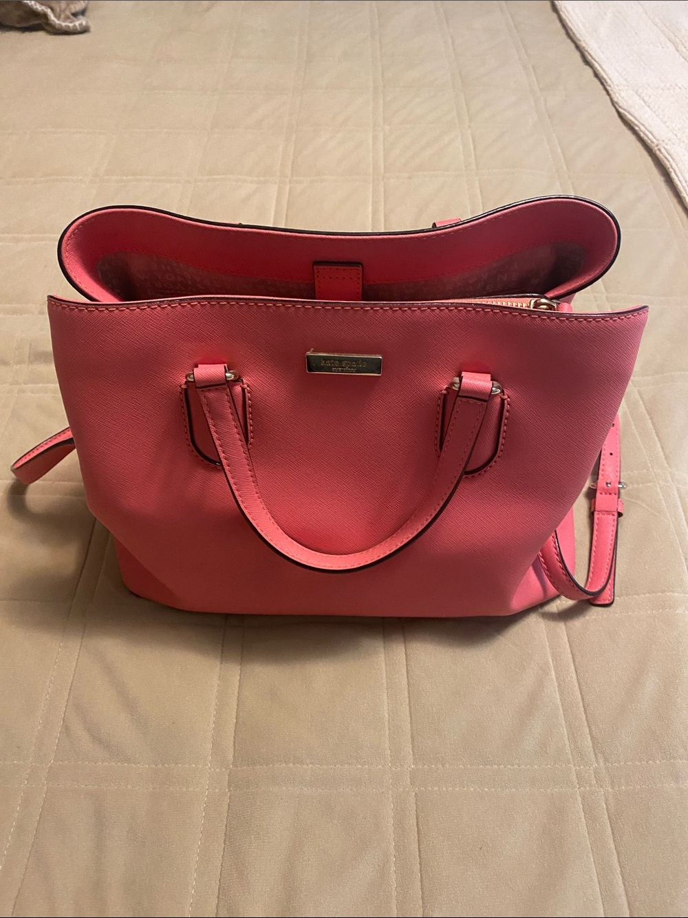 kate spade Coral Pink Saffiano Shoulder Tote